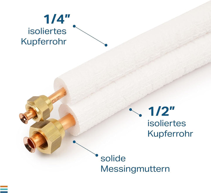 Idoneo Linea 1/4" + 1/2" vorisoliert Kältemittelleitung Kupferrohr Rolle Kupferrohre Kühlsysteme 180