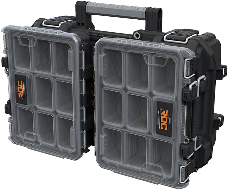 Keter ROC Pro Gear Werkzeugkoffer, modular, stapelbar, leicht, langlebig, IP65 wasserdicht, Schwarz