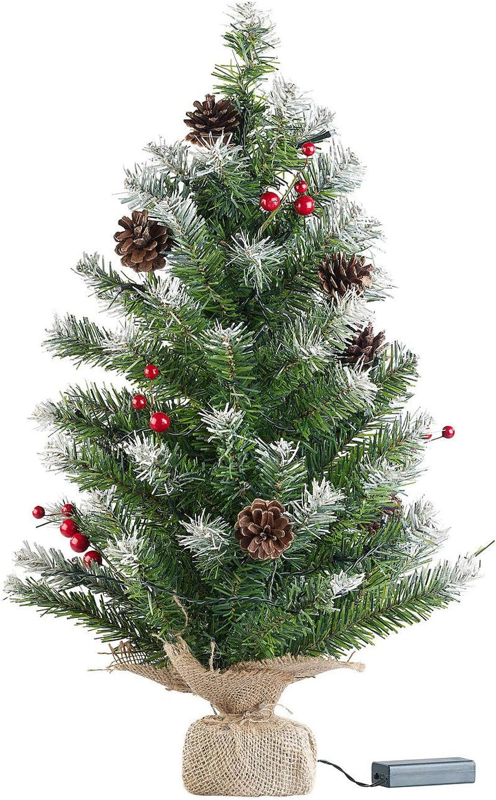 Britesta Weihnachtsbaum klein: Deko-Weihnachtsbaum mit 30 LEDs, Pinienzapfen und Eibenbeeren, 60 cm