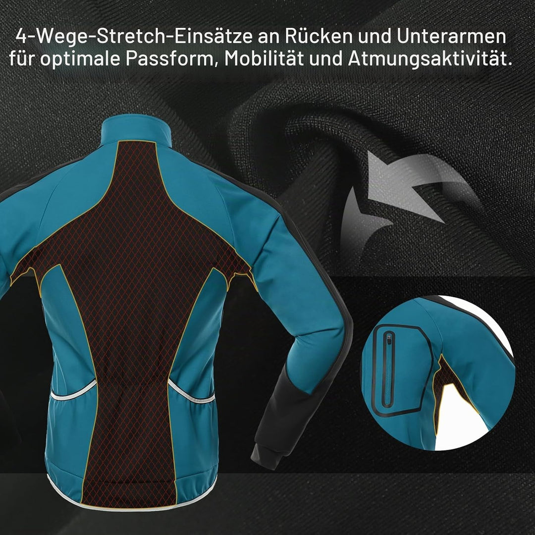 BERGRISAR Fahrradjacke Herren Winter – Thermo Fleece Wasserdicht Atmungsaktiv Winddicht Softshell Ra