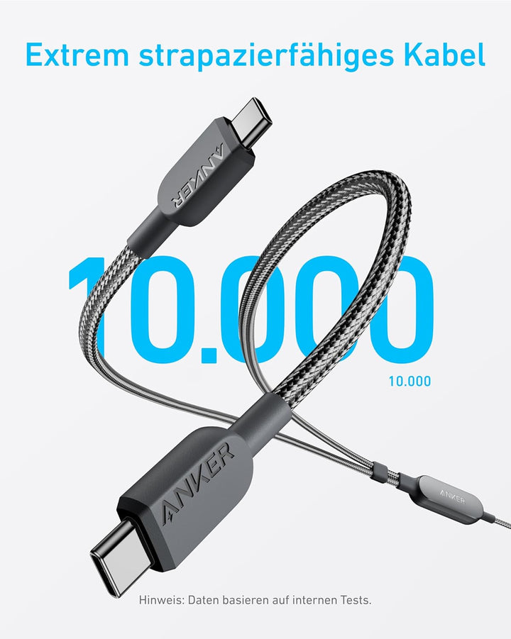 Anker USB C auf USB C Kabel, 140W Max 2-in-1 USB C Kabel 1,2m, für iPhone 16/16 Pro/16 Pro Max/16 Pl
