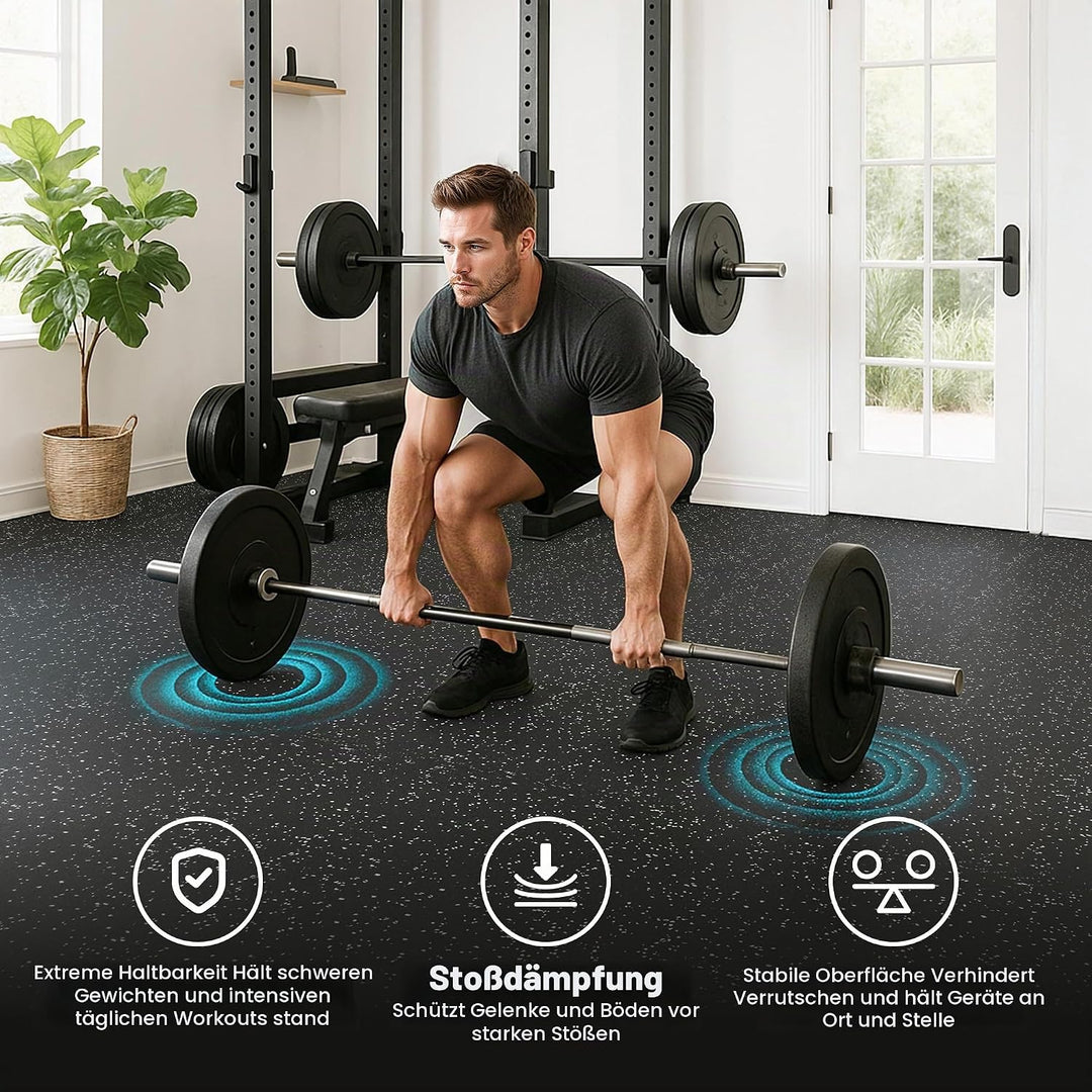 bemaxx Bodenschutzmatte Fitness – 18 Eva/Gummi-Matten im Set: Gym Fitnessgeräte Sportmatte Puzzlemat