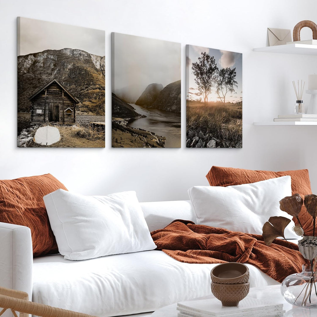 Muralo - Wandbilder Set - Leinwand Bilder Set Aufhängefertig - Bilder für Wohnzimmer Schlafzimmer -