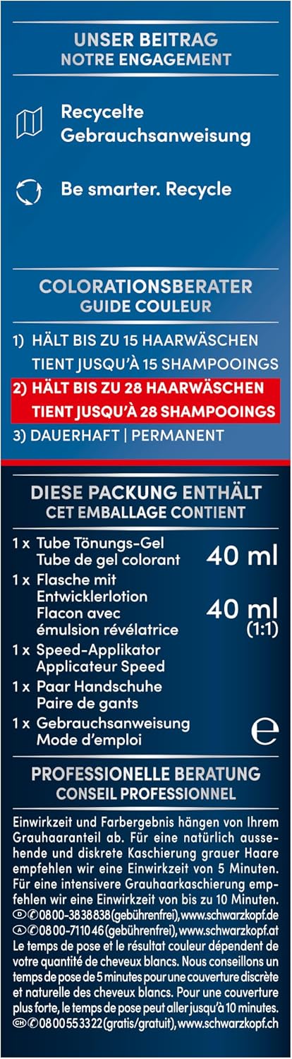 Schwarzkopf Men Perfect Anti-Grau Tönungs-Gel 90 Schwarz (80 ml), Haarfarbe für Männer blendet graue