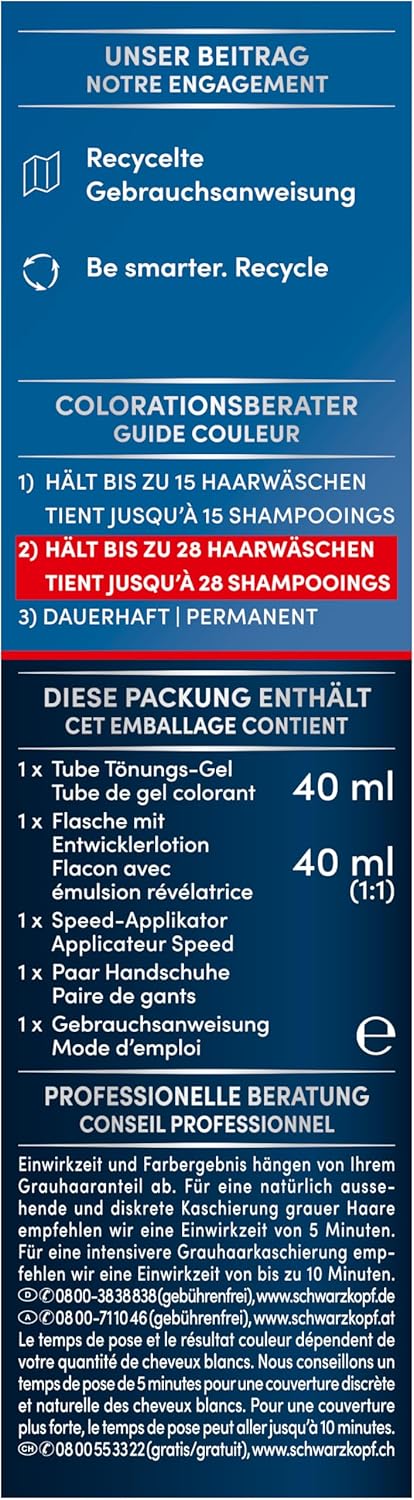 Schwarzkopf Men Perfect Anti-Grau Tönungs-Gel 90 Schwarz (80 ml), Haarfarbe für Männer blendet graue