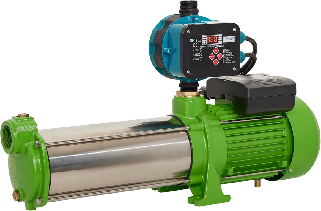 Gartenpumpe Edelstahl 2,2 Kw 11 Bar 8600 L/h Kreiselpumpe mit Drucksschalter/Trockenlaufschutz, Pump