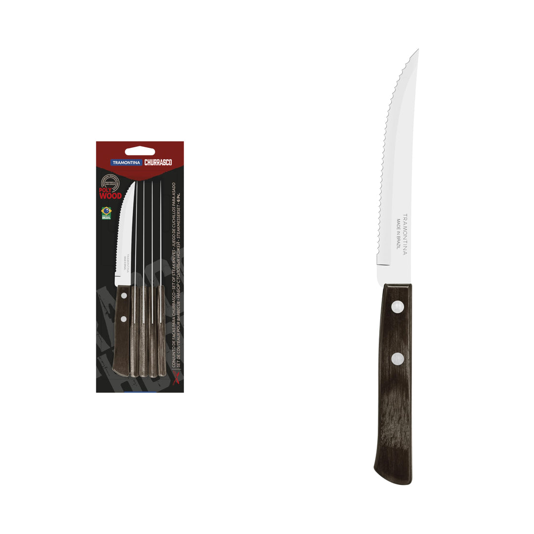 Tramontina Steakmesser Pizzamesser Set, 6-teilig, Wellenschliff, Rostfreier Edelstahl, Ergonomisch,