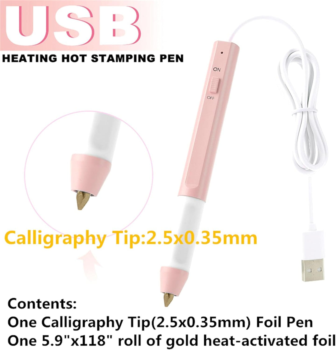 Briartw Heissfolienstift – Bastelstift-Werkzeug mit Kalligraphie-Spitze 2,5 x 0,35 mm & goldener Gli