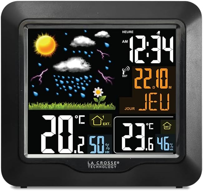 La Crosse Technology - WS6820 Funk-Wetterstation mit farbigem LCD-Display – Schwarz