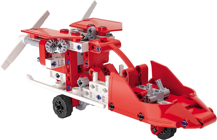 Clementoni - Mechanics Lab Feuerwehr Hubschrauber Bauset mit App-Anleitung, Mehrfarbig (55437)