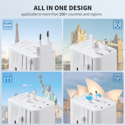 EPICKA Reiseadapter Weltweit, GaN Universal Reisestecker 70W PD Schnellladegerät, Travel Adapter mit