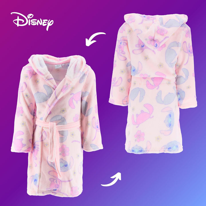 Disney Stitch Bademantel für Mädchen, Warmer und Weicher Fleece Morgenmantel Geschenk für Mädchen, G