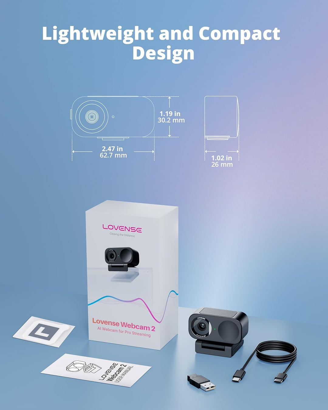 LOVENSE Webcam 2 4K – 1/2"-Sensor, AI-Rauschunterdrückung, True-Focus-Autofokus, automatische Bildau