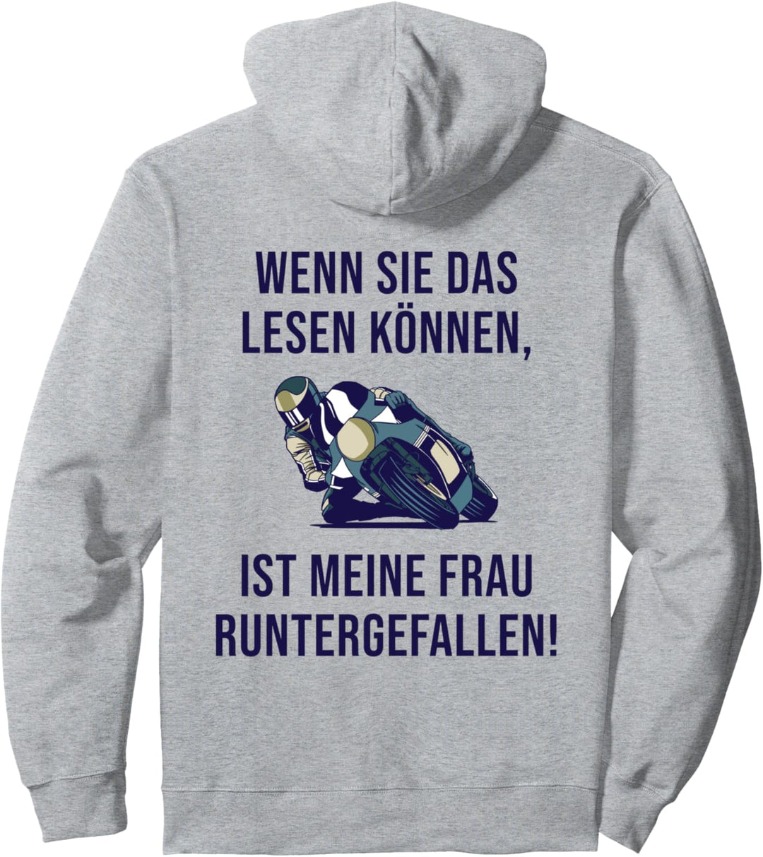 Lesen Könne Frau Runtergefallen Motorrad Biker Pullover Hoodie