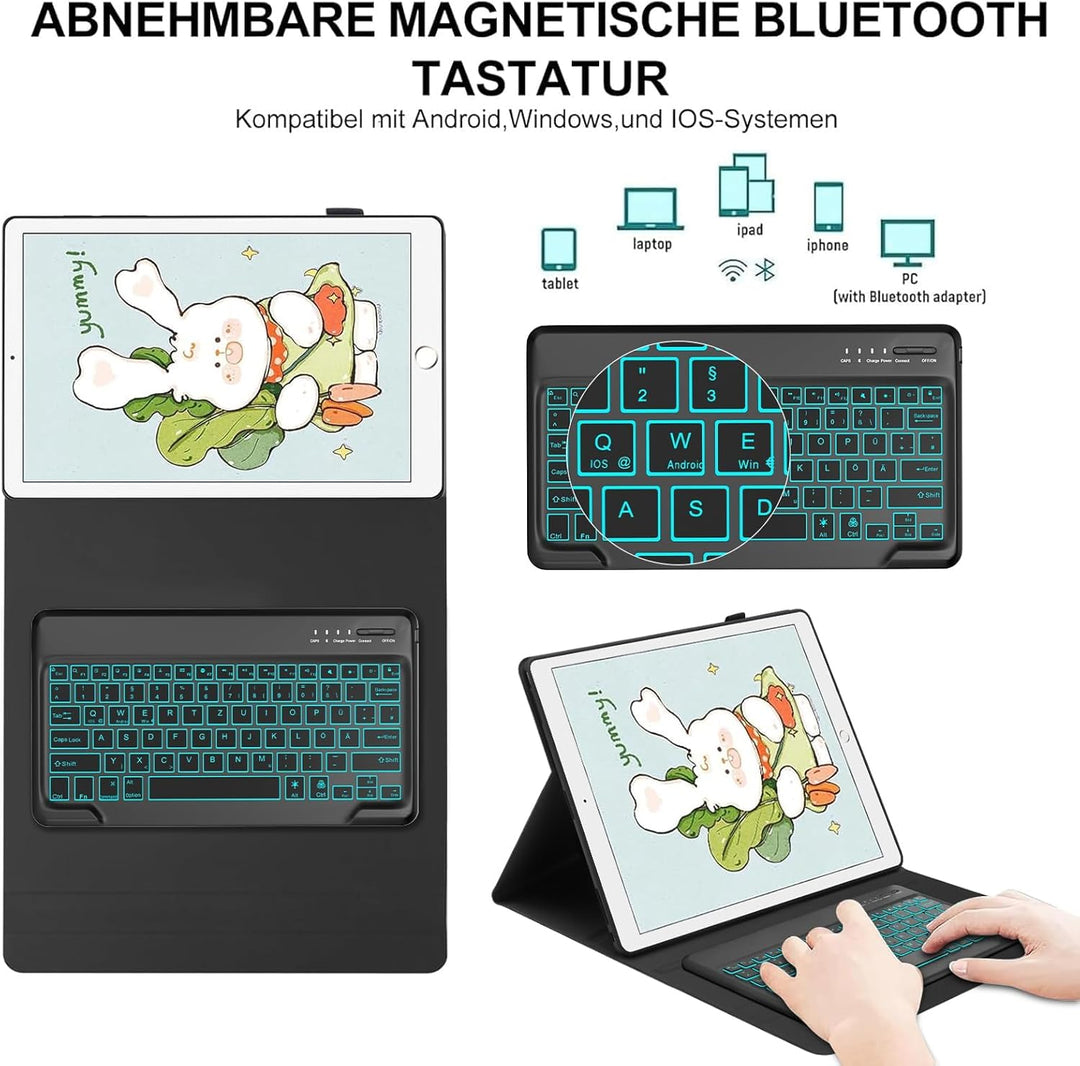 Tastatur für iPad Pro 12.9 2/1 Generation 2017/2015 mit Beleuchtete, Hülle mit Tastatur für iPad Pro