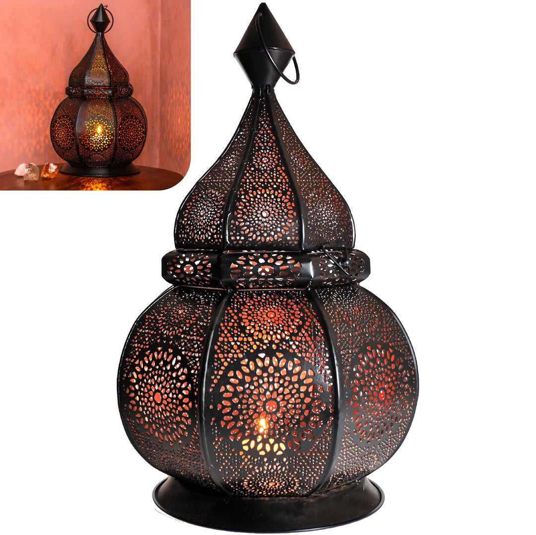 Gadgy Orientalische Lampe Metall | Marokkanisches Windlicht mit Schatteneffekt | Orientalische Deko