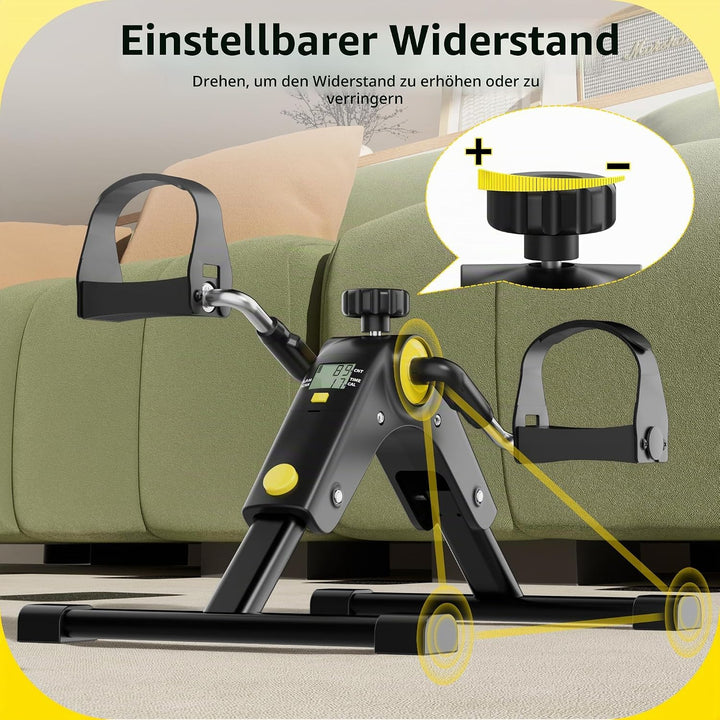 MOMODA Untertisch-Fahrradpedaltrainer mit LCD-Display, tragbarer Mini-Heimtrainer für Arm und Bein S