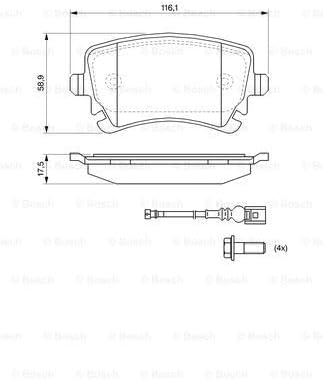Bosch BP1018 Bremsbeläge - Hinterachse - ECE-R90 Zertifizierung - vier Bremsbeläge pro Set