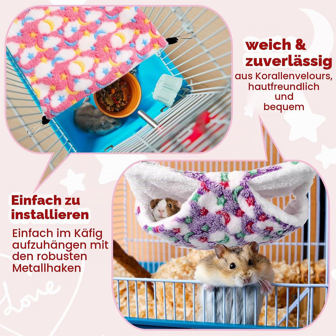4 Stück Meerschweinchen Hängematten für Ratten Frettchen Hängematte für Kleintier Weich Warmes Fleec