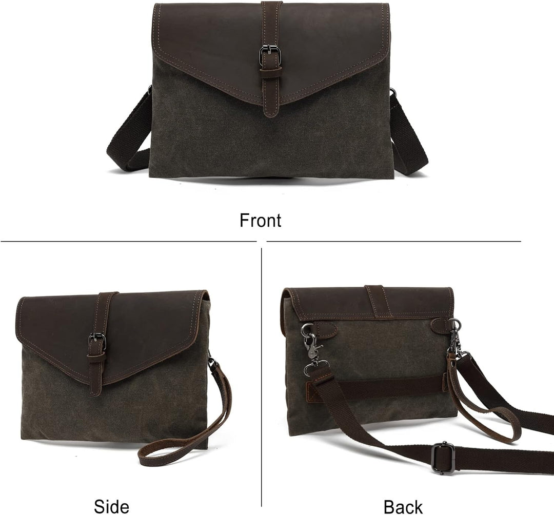 FANDARE Retro Handgelenk Segeltuch Unterarmtasche Umhängetasche Herren Aktentasche Brieftasche Handg