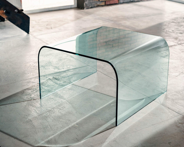 IMAGO FACTORY Greta | Wohnzimmer Glas Tisch, Moderner Sofa Tisch, Wohnzimmermöbel aus Glas, Couch Ti