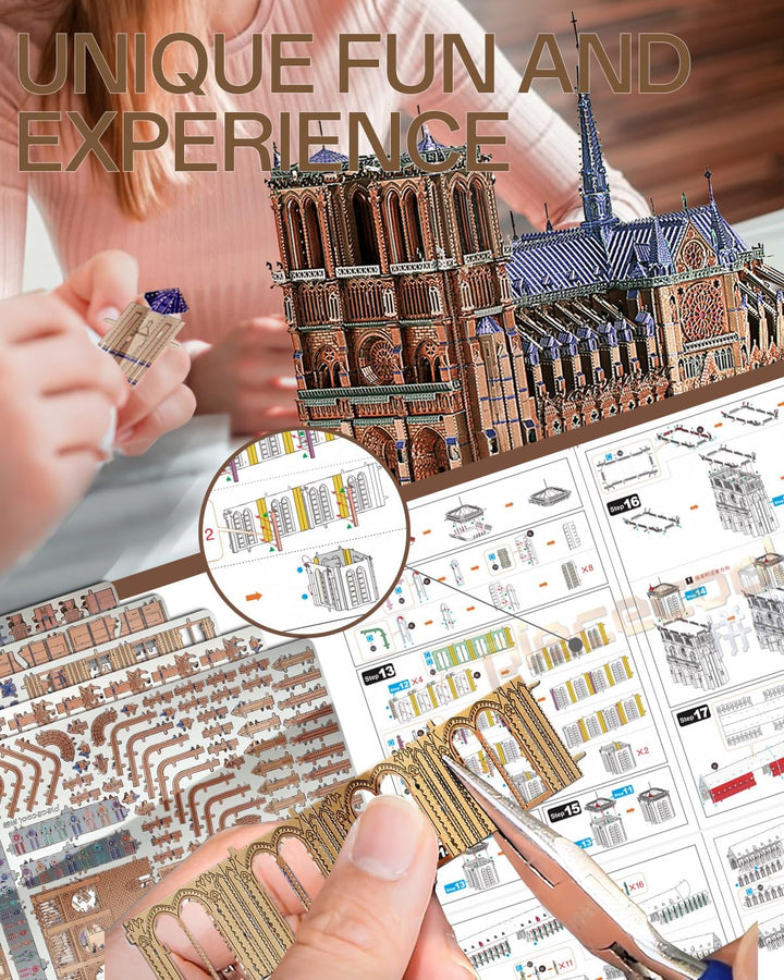 Piececool 3D Puzzle modellbausatz Erwachsene 3D Metall Puzzle 3D Puzzle Erwachsene - Notre Dame Kath