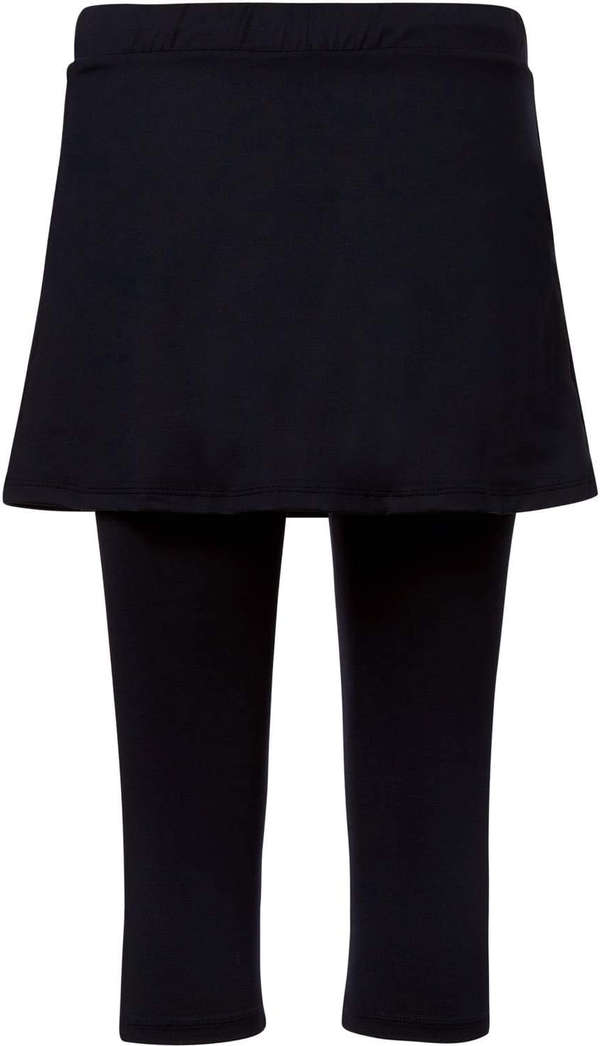 Sportkind Mädchen & Damen 2-in-1 Tennisrock mit Taschen & 3/4 Capri Leggings, Laufrock, Yogahose mit