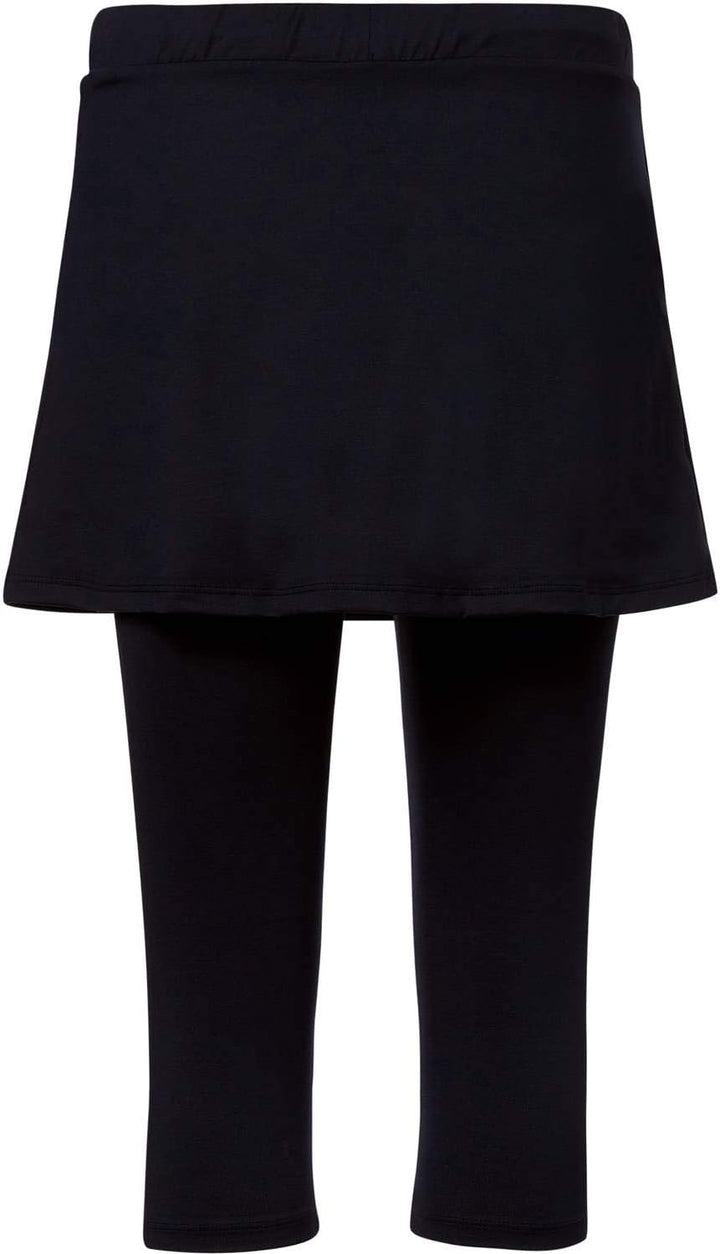 Sportkind Mädchen & Damen 2-in-1 Tennisrock mit Taschen & 3/4 Capri Leggings, Laufrock, Yogahose mit