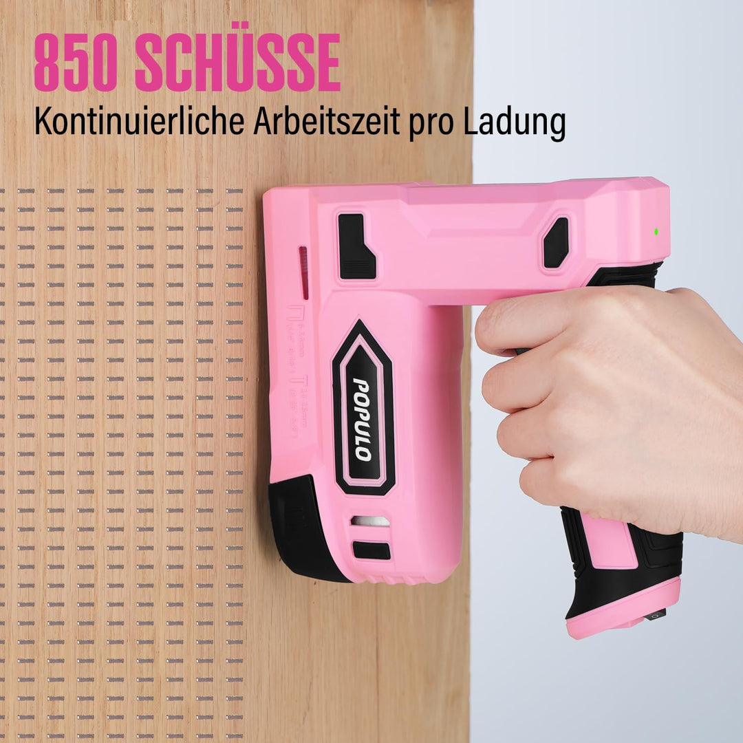 POPULO Akku Tacker, 2-in-1 Lithium-Ionen-Heftgerät, 4V Nagelgerät Set Mit Ladekabel, 2600 Heftklamme