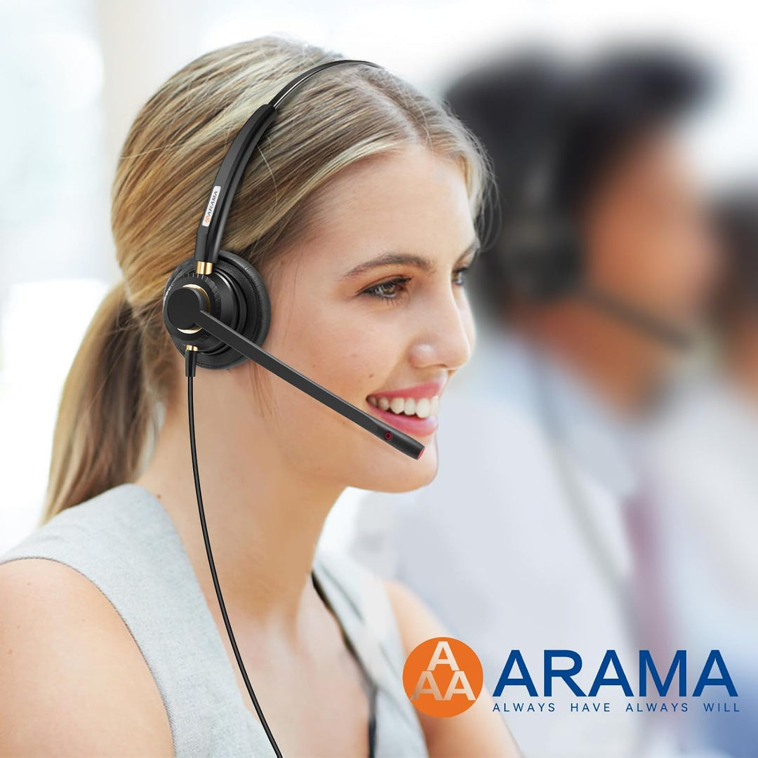 Arama USB Headset mit Mikrofon Noise Cancelling, Mono PC Kopfhörer für Laptop Computer Business Büro