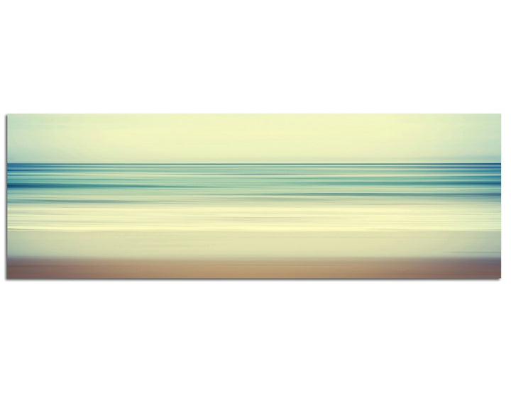 Paul Sinus Art Panoramabild auf Leinwand und Keilrahmen 150x50cm Strand Meer abstrakt Vintage