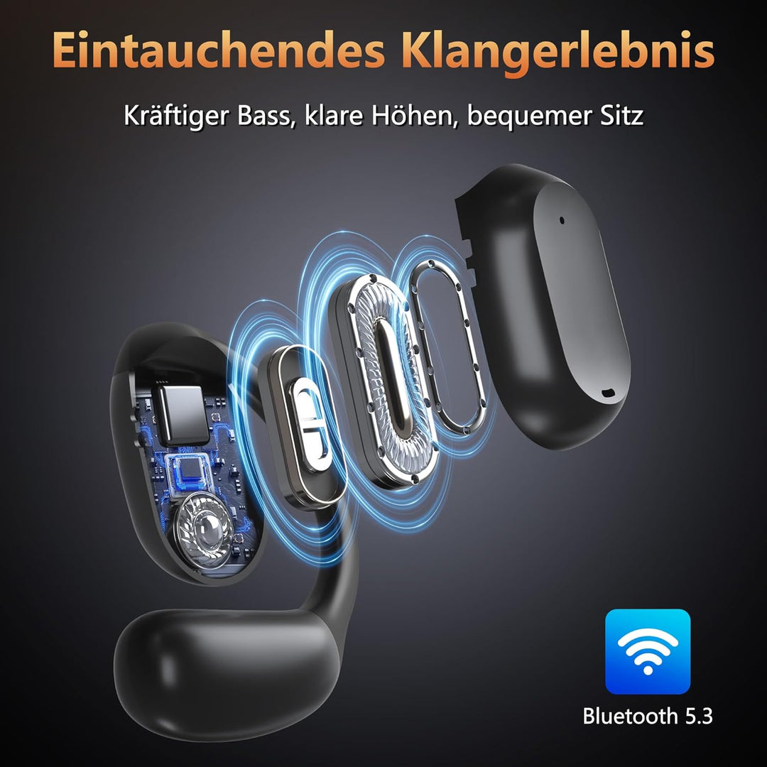 Open-Ear-Kopfhörer, kabelloses Bluetooth-Headset, integriertes Mikrofon, Bequeme Ohrhörer mit weiche