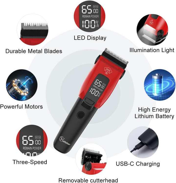 Hatteker Hundeschermaschine Profi Elektrische Tierhaarschneidemaschine mit 7500RPM Schermaschine Hun