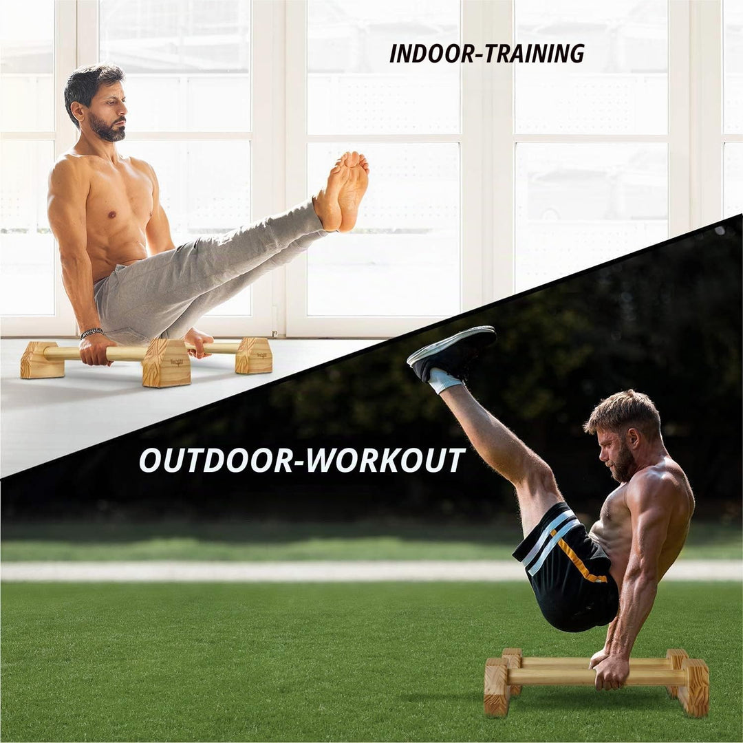 Yes4All Liegestützgriffe, Holz/Stahl Parallettes, Grosser Push Up Bar &amp; Dip Barren, Rutschfeste Lieg