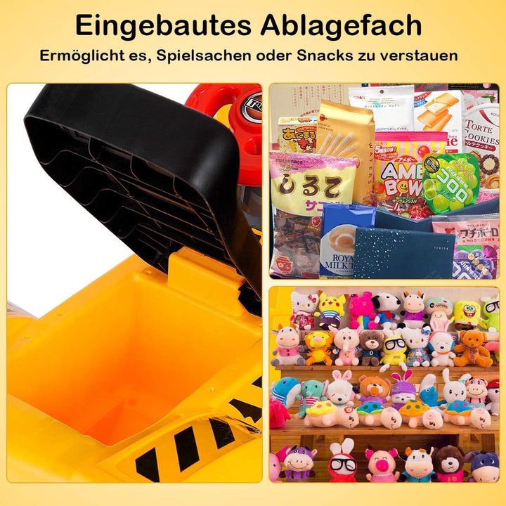 FANTASK Sitzbagger mit eingebautem Ablagefach, Kinderbagger mit Horn, Sandbagger, Rutscher Bagger, S