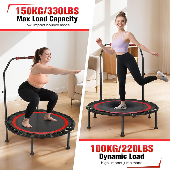 Mini Trampolin Indoor Erwachsene Ø101cm, Fitness Trampoline Klein,Jump Rebounder Workout,Tragfähigke