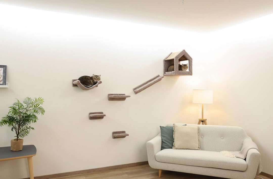 Kerbl Pet Kletterwand Monte Baldo, Wandkratzbaum, taupe, max. Belastbarkeit 10kg, 6-teilig, platzspa