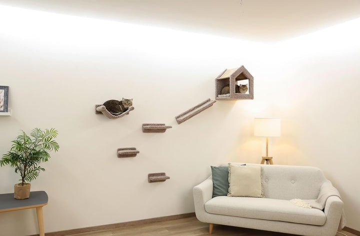 Kerbl Pet Kletterwand Monte Baldo, Wandkratzbaum, taupe, max. Belastbarkeit 10kg, 6-teilig, platzspa
