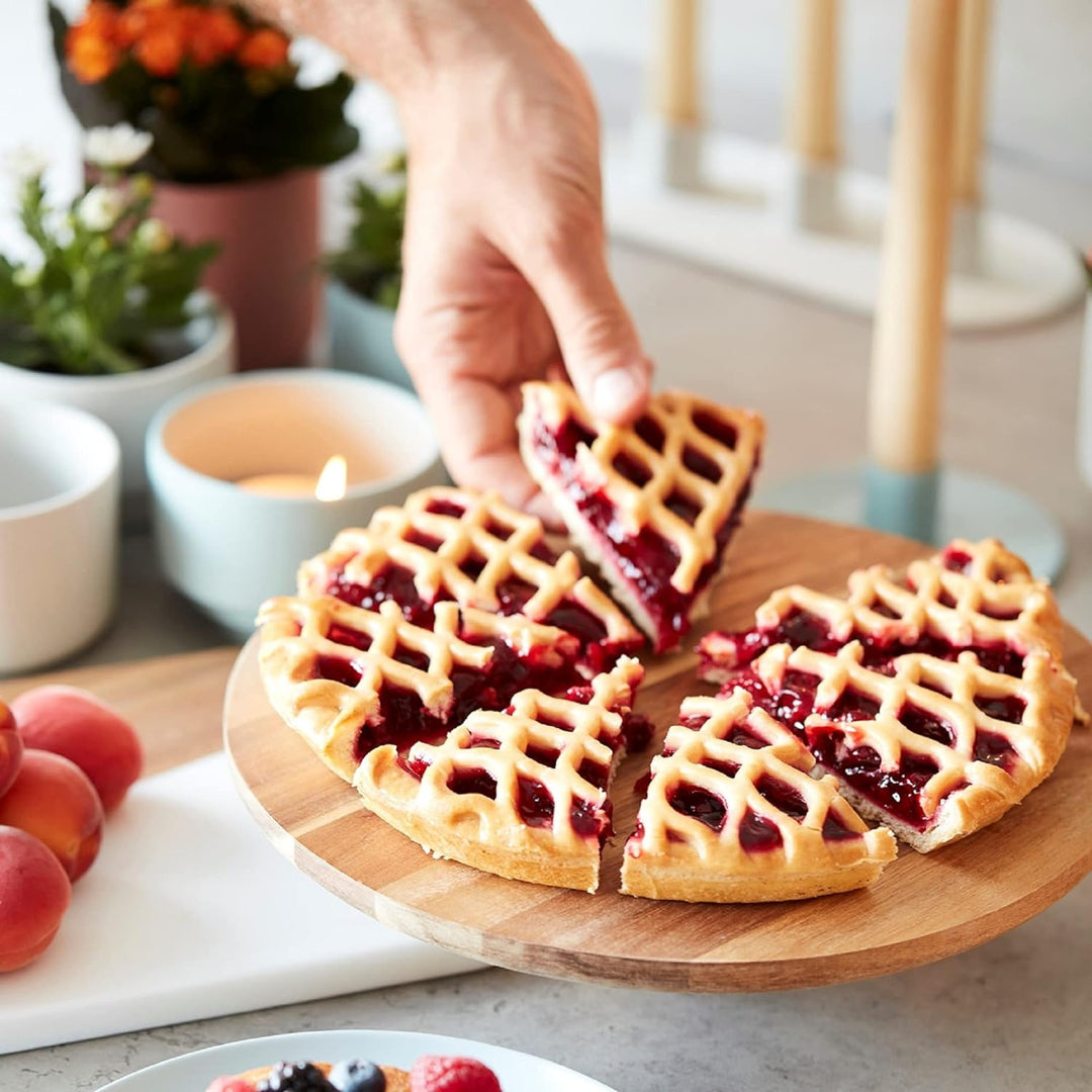 Point-Virgule Tortenplatte mit fuss, torten zubehör und backzubehör, aus Akazienholz, 7.5cm hoch, 28