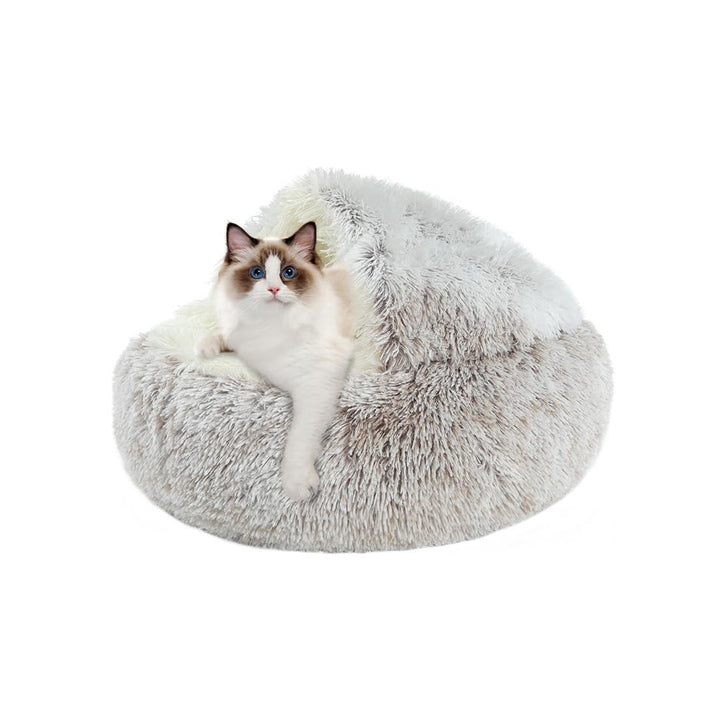 CUEMOON Flauschiges Katzenbett, rund, weiches Plüsch, Kleine Hunde und Katzen Haustierbett Waschbar