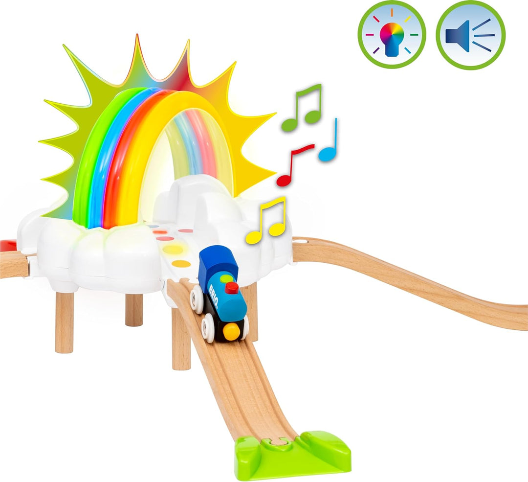 BRIO 36002 Mein erstes Bahn Regenbogen Set - Aufregendes Eisenbahn-Spiel mit kindgerechten Licht- un