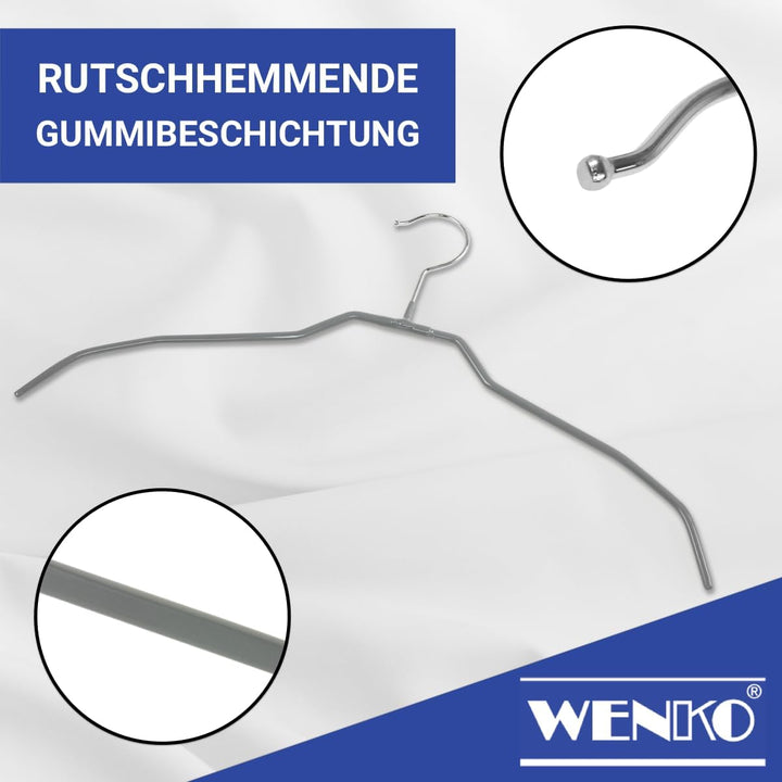 WENKO Kleiderbügel Mod. Alessia platzsparend 20er Set Formbügel für Garderobe rutschfeste Kleiderbüg