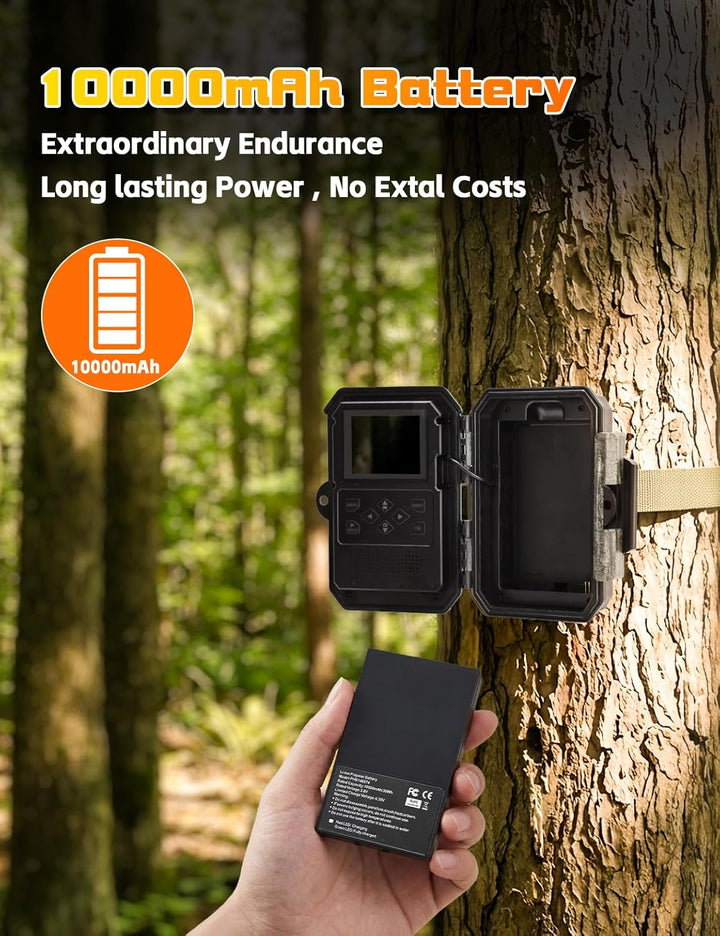 Wildkamera, Video 4K H.264 60MP mit 10000mAh Akku