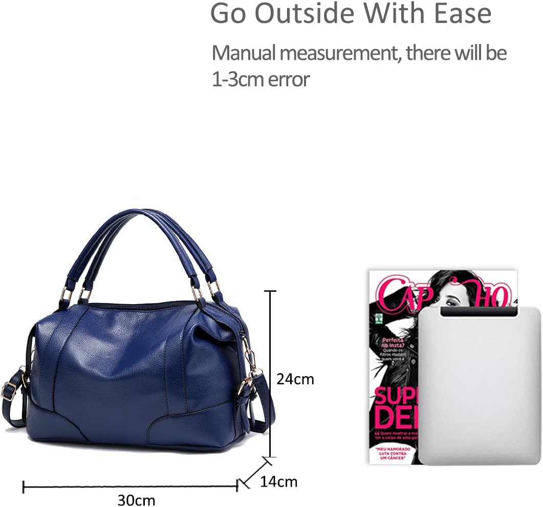 NICOLE & DORIS Damen Handtaschen Öl gewachste Tasche Top-Griffe Crossbody Boston Taschen Blau, Blau