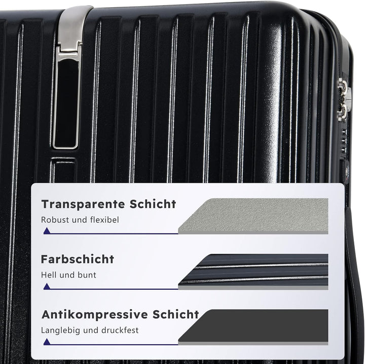 MGOB Koffer Mittelgross Hartschalen Erweiterbar in Polycarbonat Reisekoffer mit 4 Rollen und Haken |