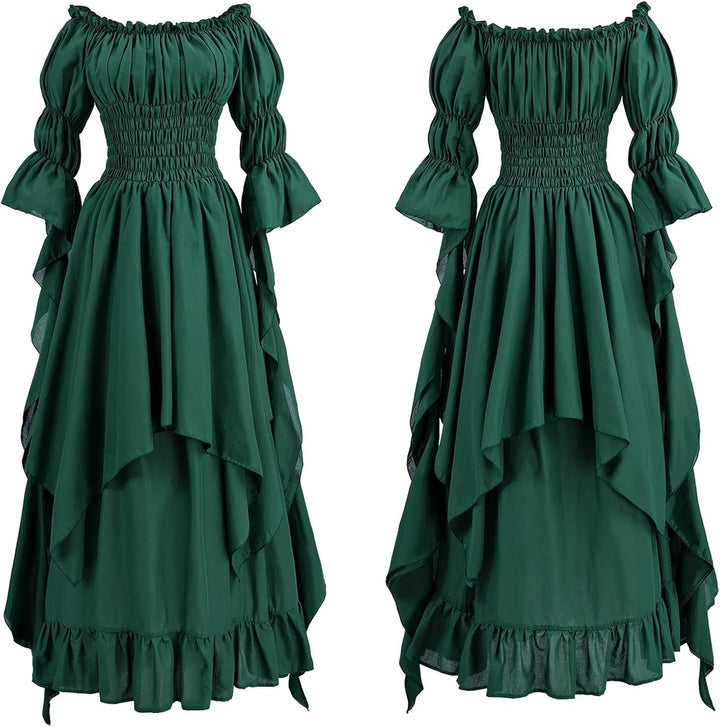 Fiamll Viktorianisches Kleid Renaissance Kostüm Frauen Gothic Hexenkleid Mittelalterliches Hochzeits
