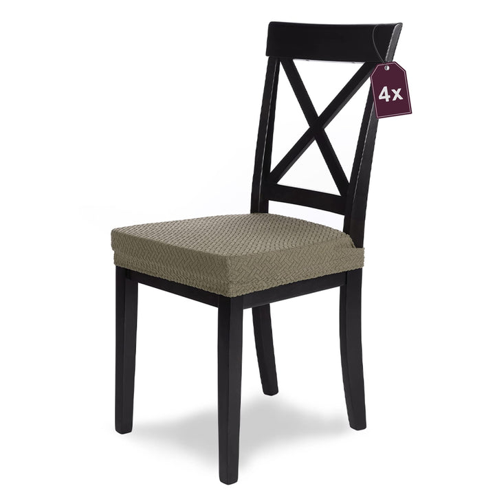 SCHEFFLER-Home Stretch Stuhlbezug Luna Taupe/Stuhlbezug 4er Set elastische Stuhlschoner/Sitzbezug Es