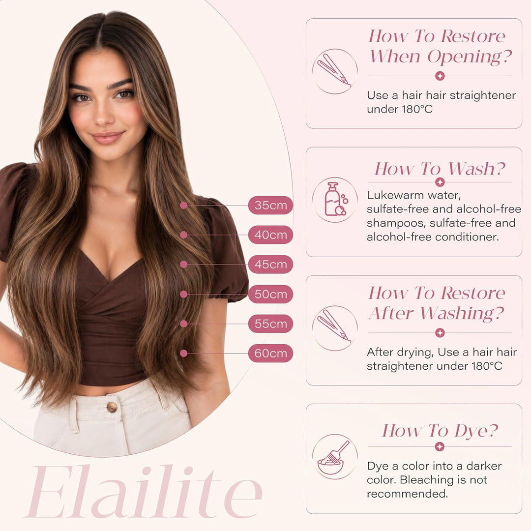 Elailite Bonding Extensions Echthaar Keratin U-Tip Haarverlängerung 100% Menschenhaar 1g/Strähne 16&