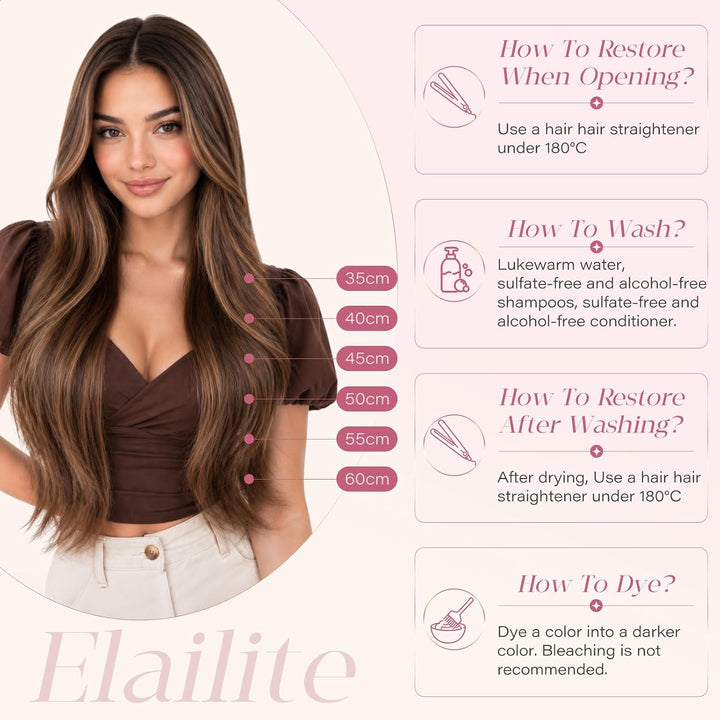 Elailite Bonding Extensions Echthaar Keratin U-Tip Haarverlängerung 100% Menschenhaar 1g/Strähne 16&