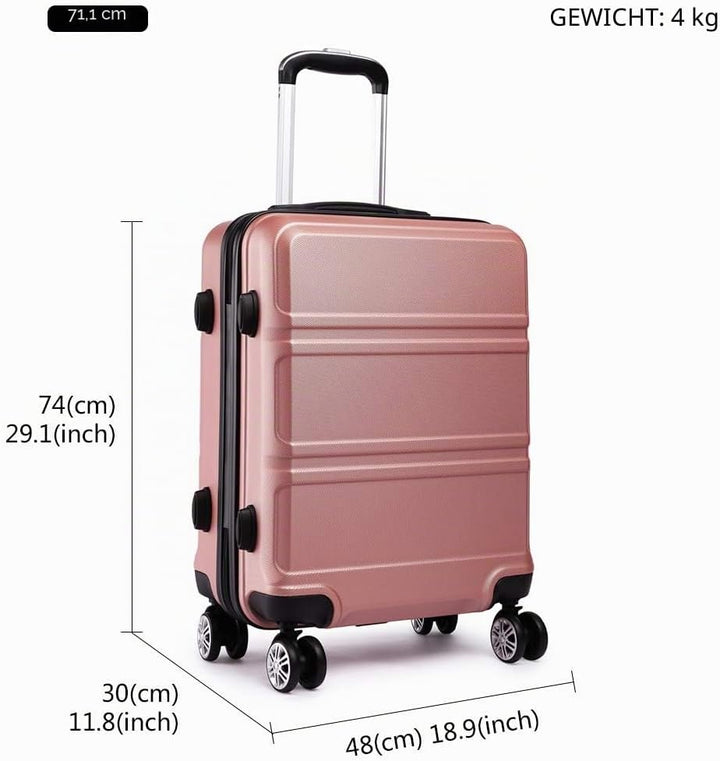 Kono ABS Kabinenkoffer, Hartschale, leicht, 55 cm, Handgepäck mit TSA-Schloss 38 l Rosegold, Rosegol